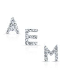 Anne Sisteron | Metallic 14kt White Gold Diamond Initial Stud Earring | Lyst