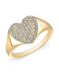 Anne Sisteron | Metallic 14kt Yellow Gold Diamond Rachel Heart Ring | Lyst