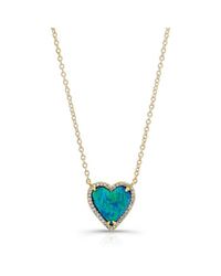 Anne Sisteron | Blue 14kt Rose Gold Opal Heart Diamond Necklace | Lyst