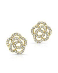 Anne Sisteron | Metallic 14kt Yellow Gold Diamond Camellia Flower Stud Earrings | Lyst