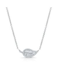 Anne Sisteron - Metallic 14kt White Gold Baguette Diamond Leaf Necklace - Lyst