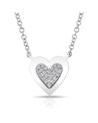 Anne Sisteron | Metallic 14kt White Gold Diamond Core Heart Necklace | Lyst