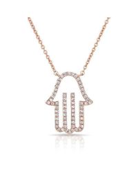 Anne Sisteron - Metallic 14kt Rose Gold Diamond Hamsa Necklace - Lyst