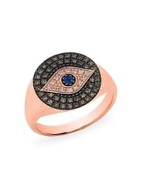 Anne Sisteron - Multicolor 14kt Rose Gold Diamond Sapphire Evil Eye Disc Camille Ring - Lyst