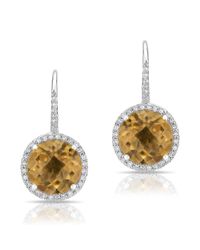 Anne Sisteron - Metallic 14kt White Gold Citrine Diamond Wireback Earrings - Lyst