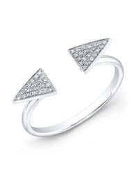 Anne Sisteron - Metallic 14kt White Gold Diamond Double Triangle Ring - Lyst