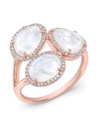Anne Sisteron - Metallic 14kt Rose Gold Moonstone Diamond Trinity Ring - Lyst
