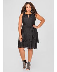 Ashley Stewart Black Tiered Metallic Special Occasion Dress