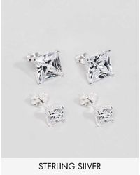 Lyst Asos Sterling Silver Crystal Stud Earring Pack In Metallic Women S Metallic Sterling Silver Crystal Stud Earring Pack