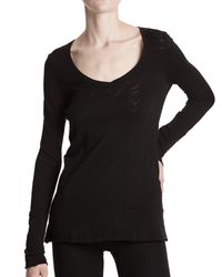 ATM - Black Slub Jersey Long Sleeve V-neck Tee - Lyst