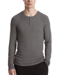ATM - Gray Modal Rib Long Sleeve Henley for Men - Lyst