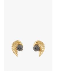 Nicole Romano | Metallic Leaf And Crystal Stud Earrings | Lyst