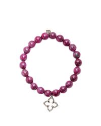 Sydney Evan | Red Diamond Moroccan Flower Charm Beaded Bracelet | Lyst
