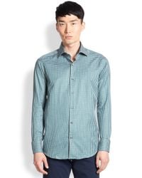 Saks Fifth Avenue | Green Gingham Plaid Sportshirt for Men | Lyst