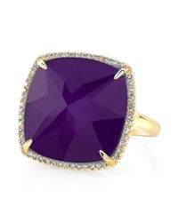 Anne Sisteron - Metallic 14kt Yellow Gold Alunite Diamond Cushion Cut Cocktail Ring - Lyst