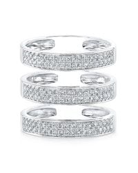 Anne Sisteron - Metallic 14kt White Gold Diamond Large Triple Bar Ring - Lyst
