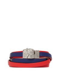 Alexander McQueen | Blue Triple Strap Skull Leather Bracelet | Lyst