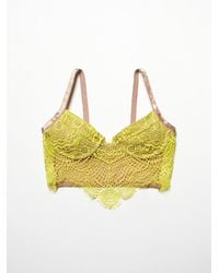 Yellow lemon mesh and eyelash lace bra half usa stores