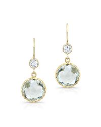 Anne Sisteron - 14kt Yellow Gold Green Amethyst And White Topaz Earrings - Lyst