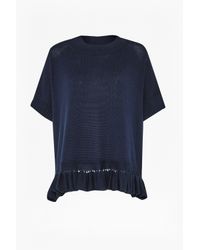 French Connection | Blue Frill Knits Round Neck Jumper | Lyst