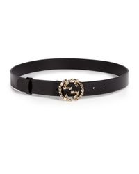 Gucci | Black Studded Buckle Leather Belt | Lyst