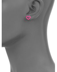Marc By Marc Jacobs | Pink Enamel Open Heart Stud Earrings | Lyst
