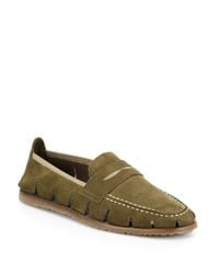 Saks Fifth Avenue | Green Cut-out Suede Loafers for Men | Lyst