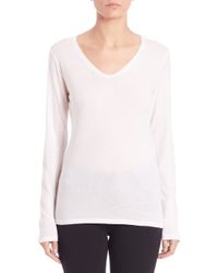 Saks Fifth Avenue | White Cotton-cashmere Long-sleeve Tee | Lyst