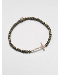 Sydney Evan | Metallic Diamond & 14k Rose Gold Pyrite Beaded Bracelet | Lyst