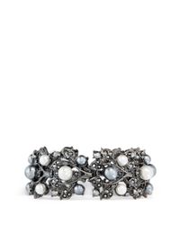 Kenneth Jay Lane | Gray Crystal Pearl Vine Bracelet | Lyst