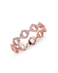 Anne Sisteron - Metallic 14kt Rose Gold Diamond Lock Ring - Lyst