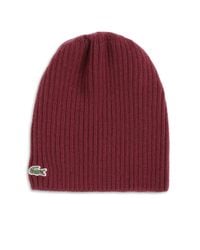 Lacoste | Red Wool Knit Hat for Men | Lyst