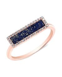 Anne Sisteron - Metallic 14kt Rose Gold Lapis Lazuli Diamond Bar Ring - Lyst