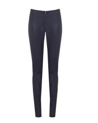 Alice + Olivia - Blue Navy Front Zip Leather Legging - Lyst