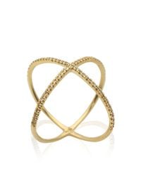 Eva Fehren | Metallic X Ring in 18k Yellow Gold with Pale Champagne Diamond | Lyst