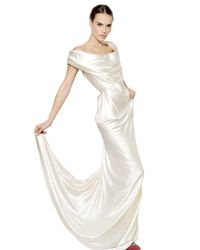 Vivienne Westwood | White Draped Heavy Silk Satin Long Dress | Lyst
