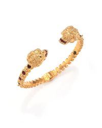 Alexander McQueen | Metallic Punk Rose Twin Skull Studded Cuff Bracelet | Lyst