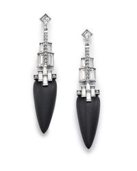 Alexis Bittar | Black Coral Deco Lucite & Crystal Baguette Drop Earrings | Lyst