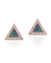 Anne Sisteron - Black 14kt Rose Gold Opal Diamond Triangle Stud Earrings - Lyst
