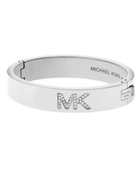 Michael Kors | Silver Burnished Pave Hinge Bangle | Lyst