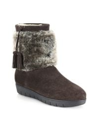 Aquatalia | Brown Wilona Suede & Faux Fur Ankle Boots | Lyst
