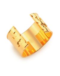 Tory Burch | Metallic Double Serif Wide Cuff Bracelet | Lyst