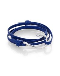 Miansai | Blue Silvertone Hook Leather Bracelet | Lyst