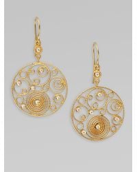 Roberto Coin | Metallic Mauresque Diamond & 18k Yellow Gold Circle Swirl Earrings | Lyst