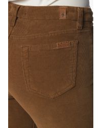 7 For All Mankind Brown High Waist Skinny In Cognac Corduroy
