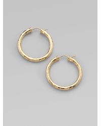Roberto Coin | Metallic Martellato 18k Yellow Gold Hoop Earrings/1.25 | Lyst