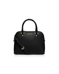 MICHAEL Michael Kors | Black Satchel - Medium Cindy Saffiano Dome | Lyst