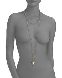 Givenchy | Metallic Double-chain Shark Tooth Pendant Necklace/silvertone | Lyst