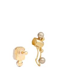 Assad Mounser | Gray 'hear No Evil' Faux Pearl Mineral Gem Ear Cuff Stud Earrings | Lyst