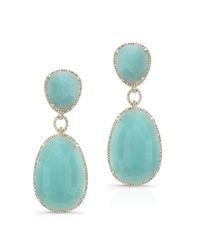Anne Sisteron - Blue 14kt Yellow Gold Amazonite Diamond Earrings - Lyst